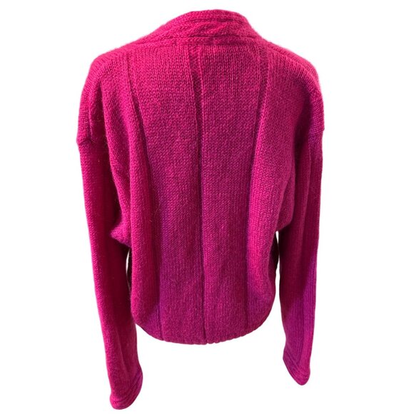 Gallagher Vintage Women's Fuchsia Mohair & Acrylic Knit Cardigan Sweater Size L - Picture 5 of 7